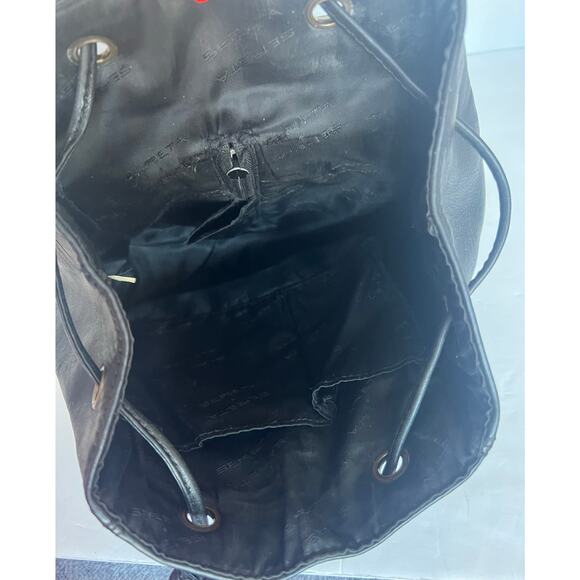 Sereta Premium Soft Black Leather Gold Accent Mini Backpack Shoulder Bag Purse - Picture 9 of 14